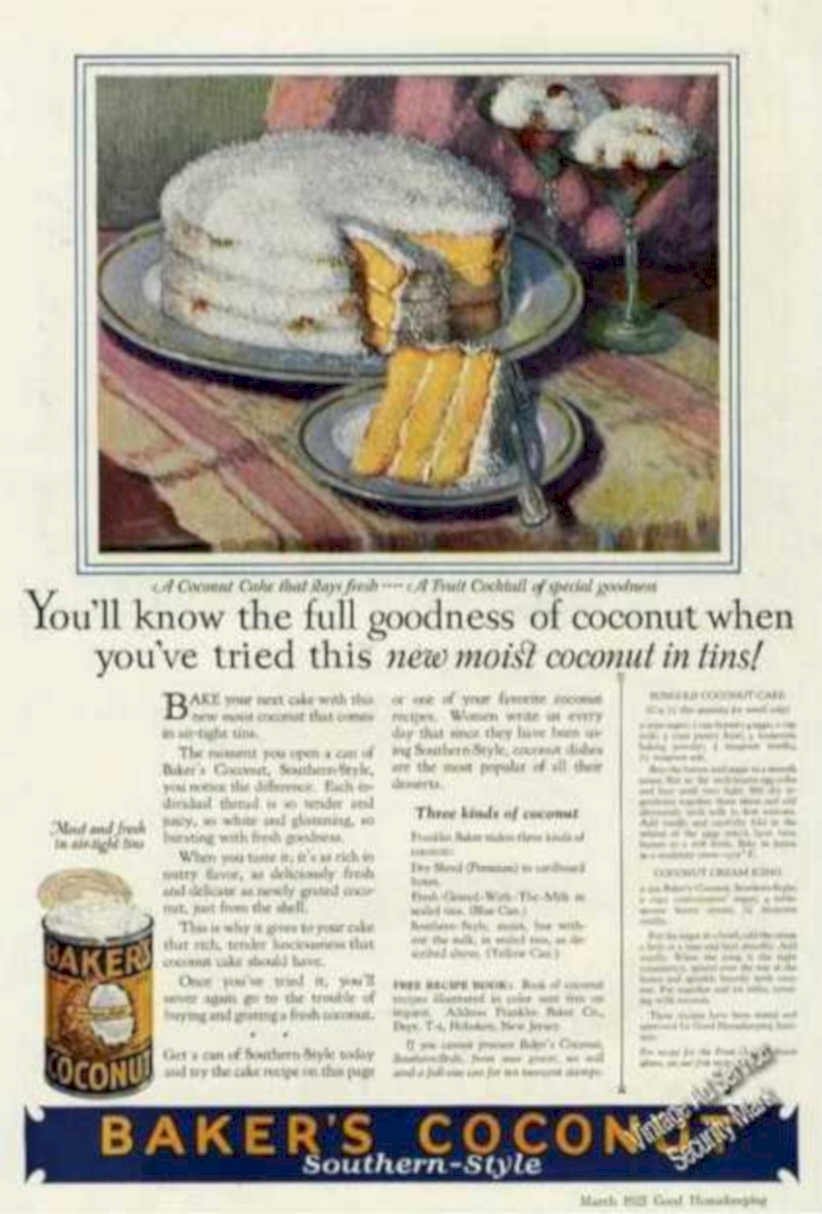 Bakers Coconut Cake Vintage Retro Advert Ads A4 Photo Print