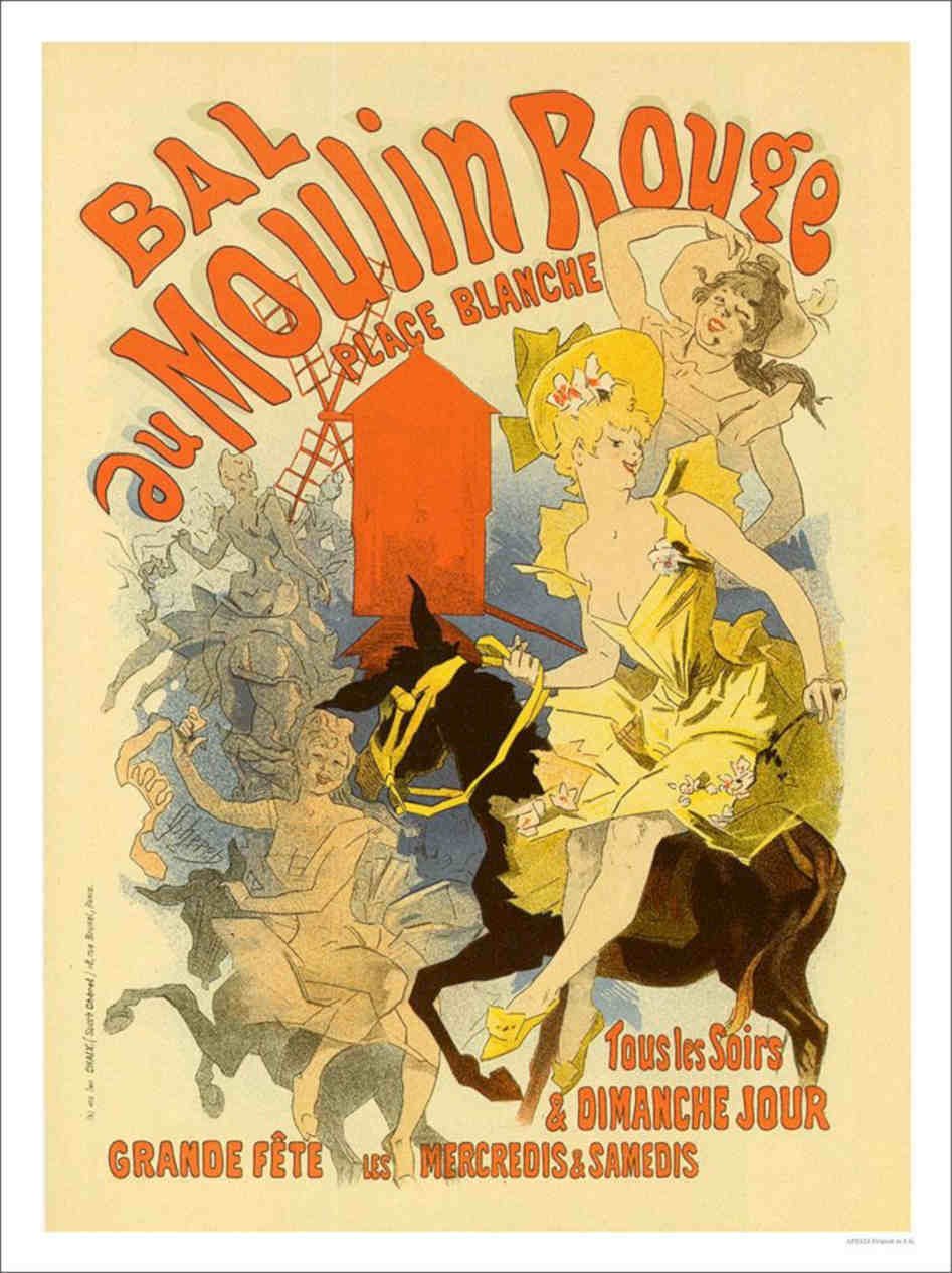 Bal Au Moulin Rouge Jules Cheret Vintage Retro Advert Poster A4 Photo Print