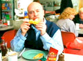 Bald Man Cafe Vintage Retro Advert Poster A4 Photo Print