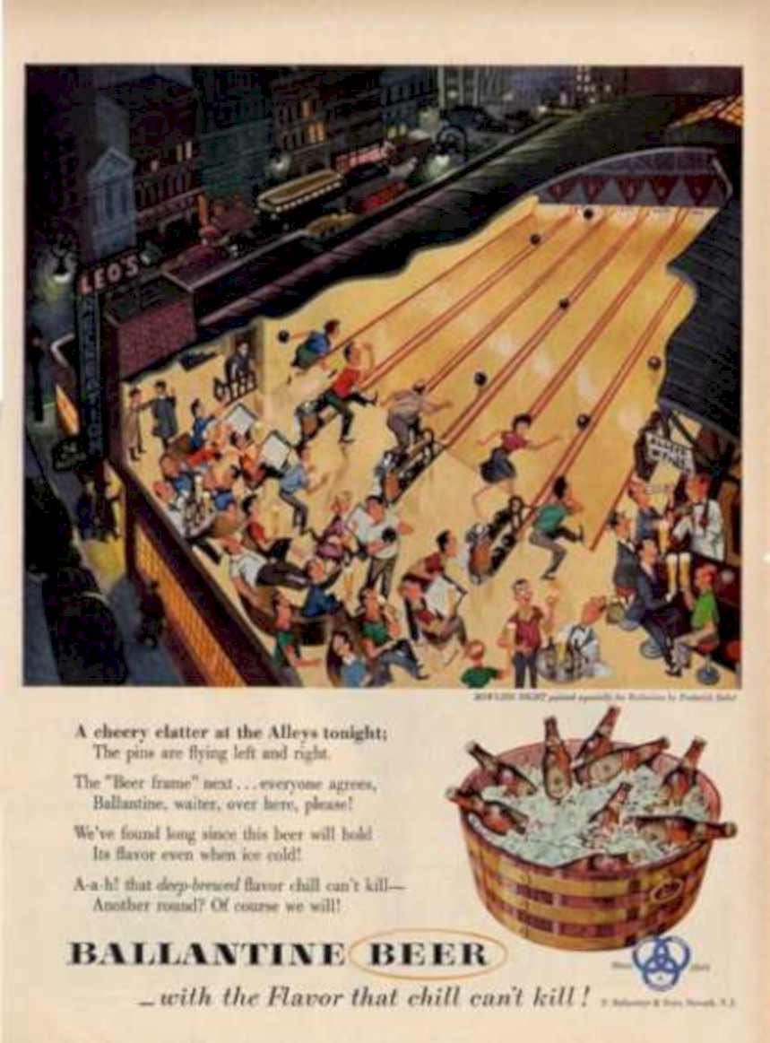 Ballantine Beer Bowling Vintage Retro Advert Ads A4 Photo Print