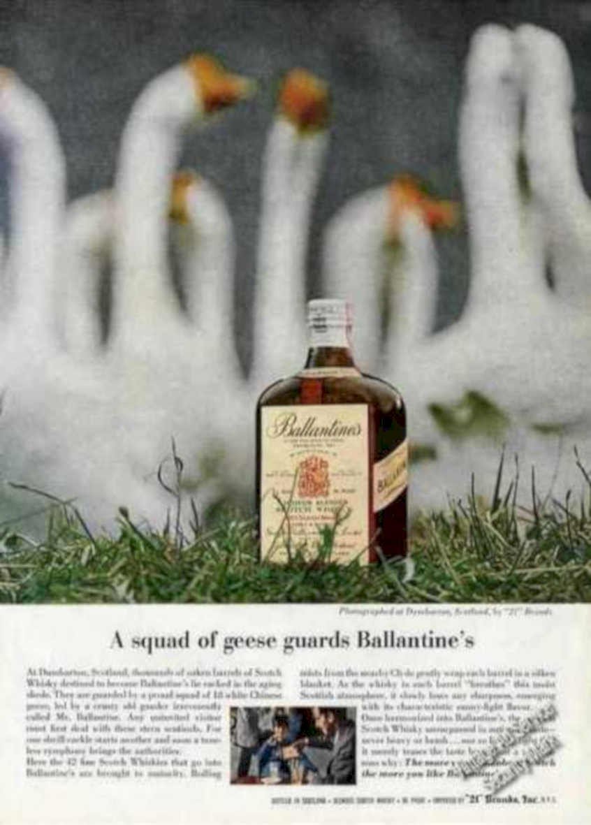 Ballantine Geese Bottle Vintage Retro Advert Ads A4 Photo Print