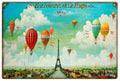 Ballooning Over Paris Vintage Retro Advert Ads A4 Photo Print