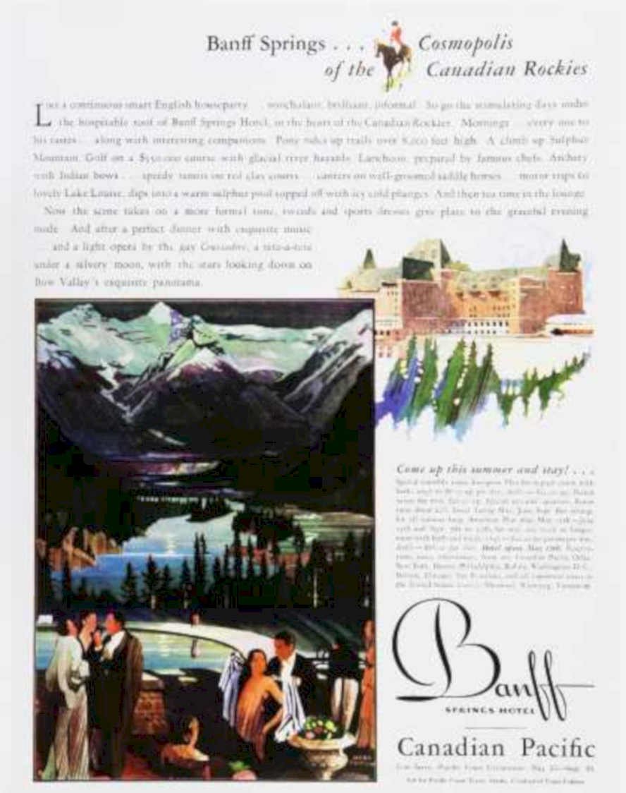 Banff Springs Mountains Vintage Retro Advert Ads A4 Photo Print