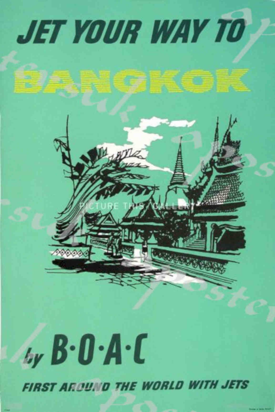 Bangkok Jets Around Vintage Retro Advert Poster A4 Photo Print