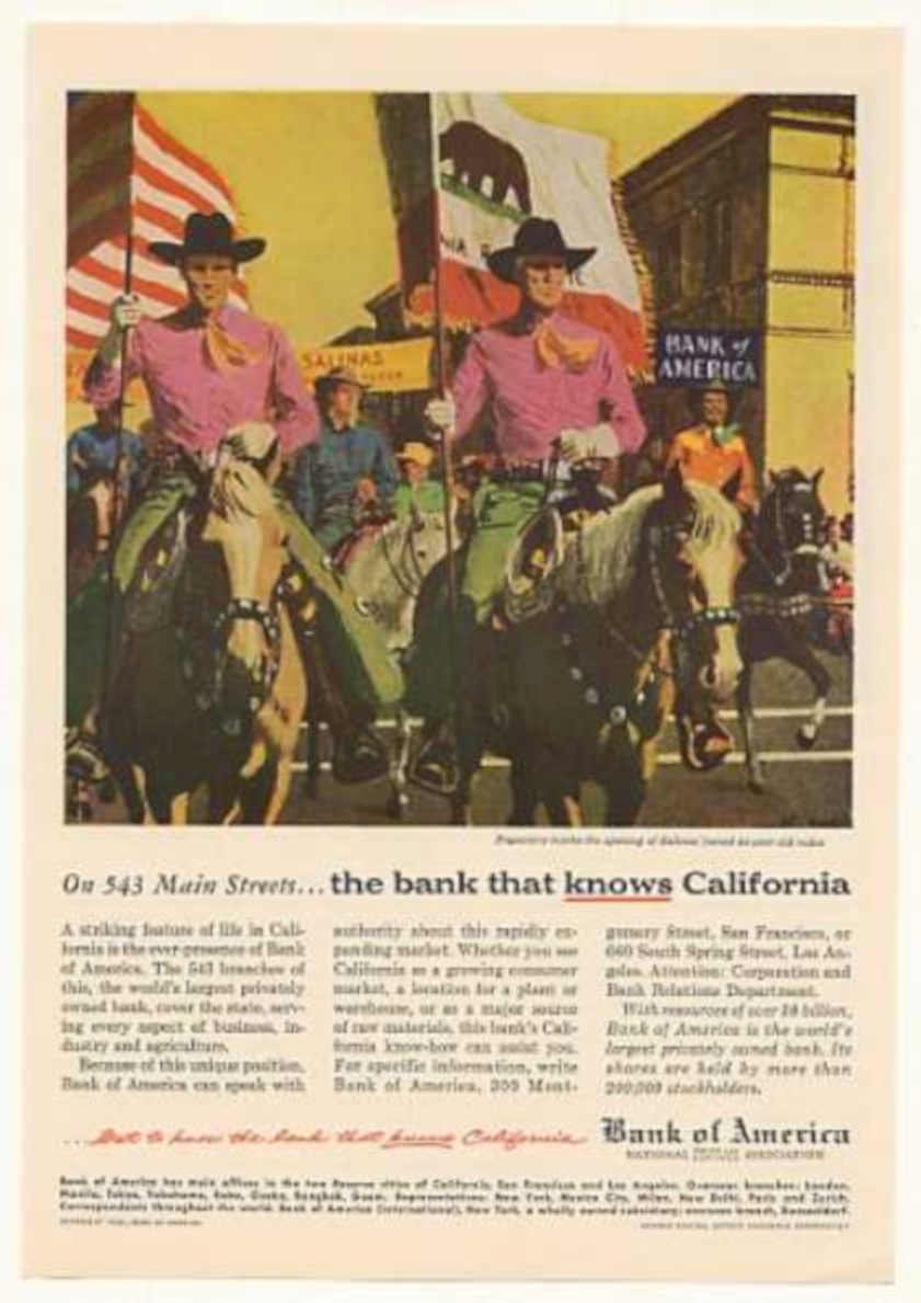 Bank America Cowboys Vintage Retro Advert Ads A4 Photo Print