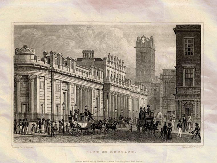 Bank Of England London Shepherd 1827 Vintage A4 Photo Print