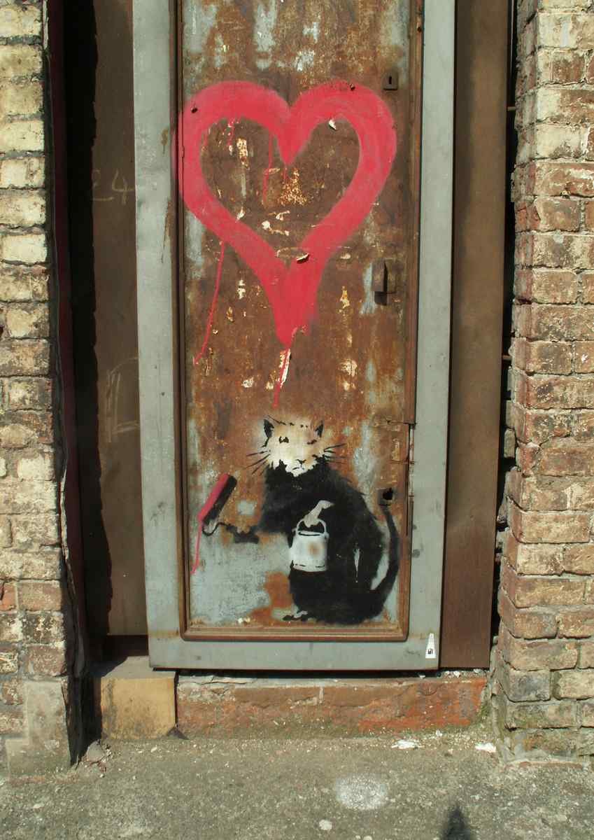 Banksy Rat Love Heart Door A4 Photo Print