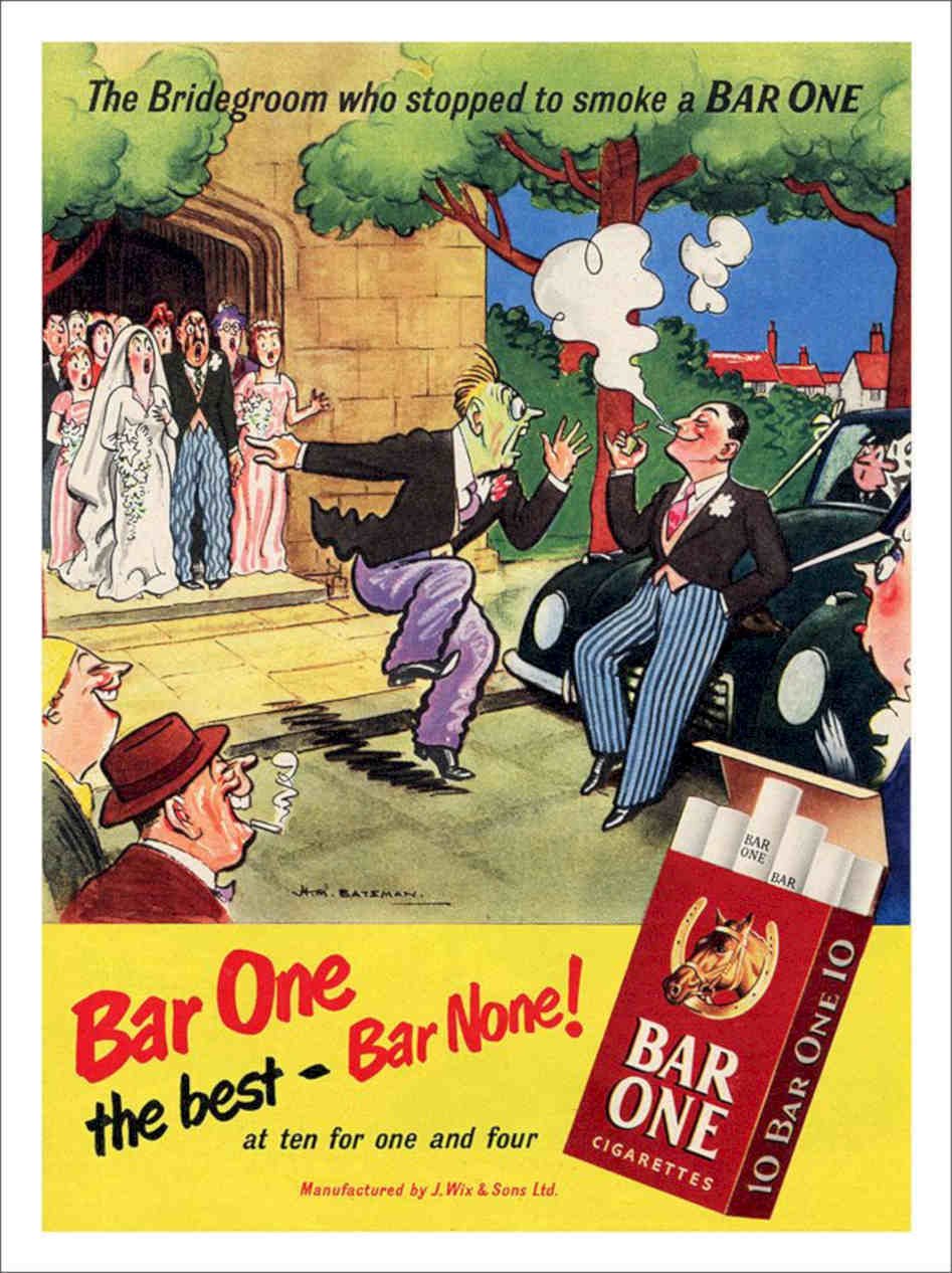 Bar None Cigarettes H M Bateman 1950s Vintage Retro Advert Poster A4 Photo Prin