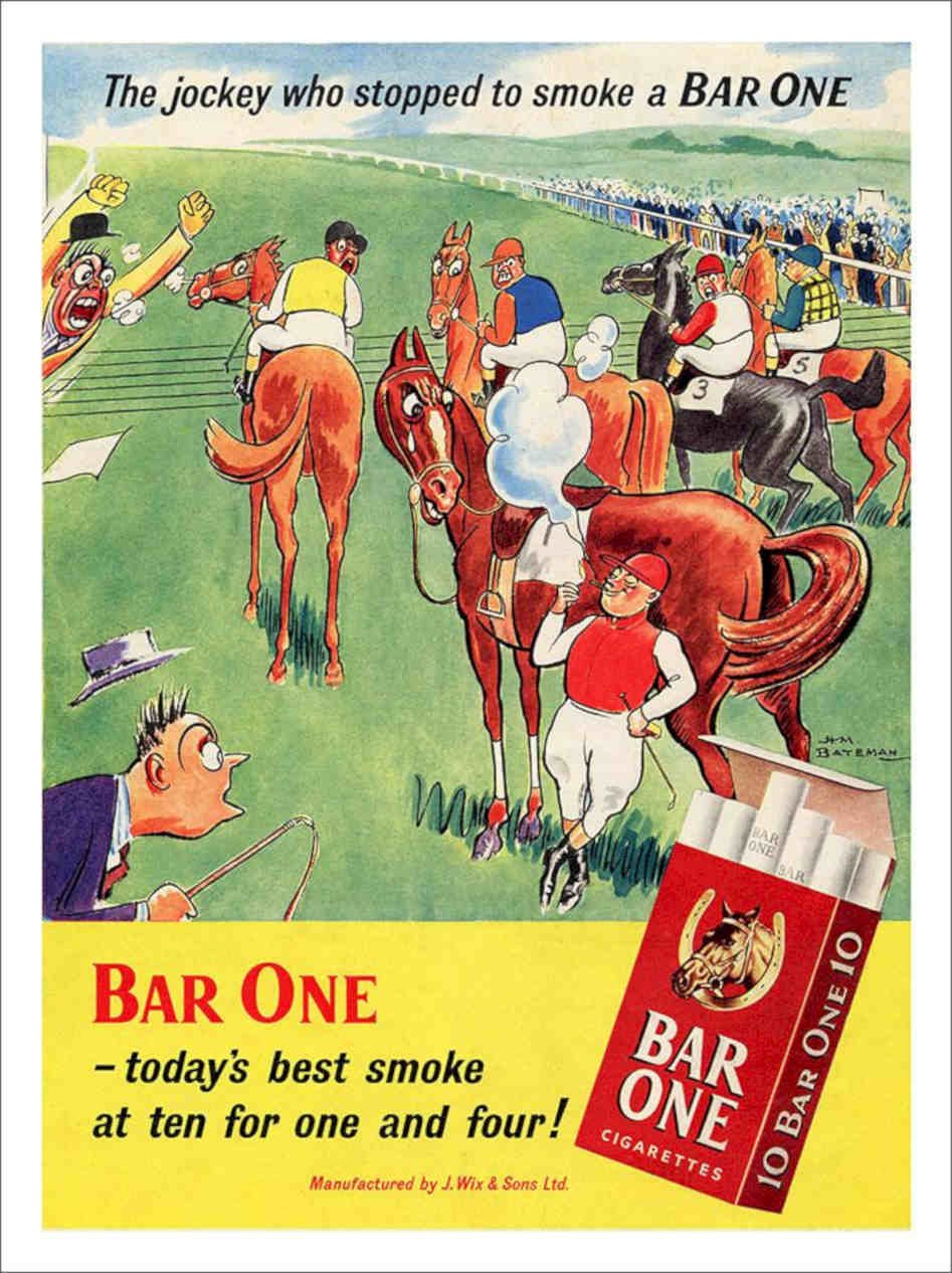 Bar None Cigarettes H M Bateman1950s Vintage Retro Advert Poster A4 Photo Print