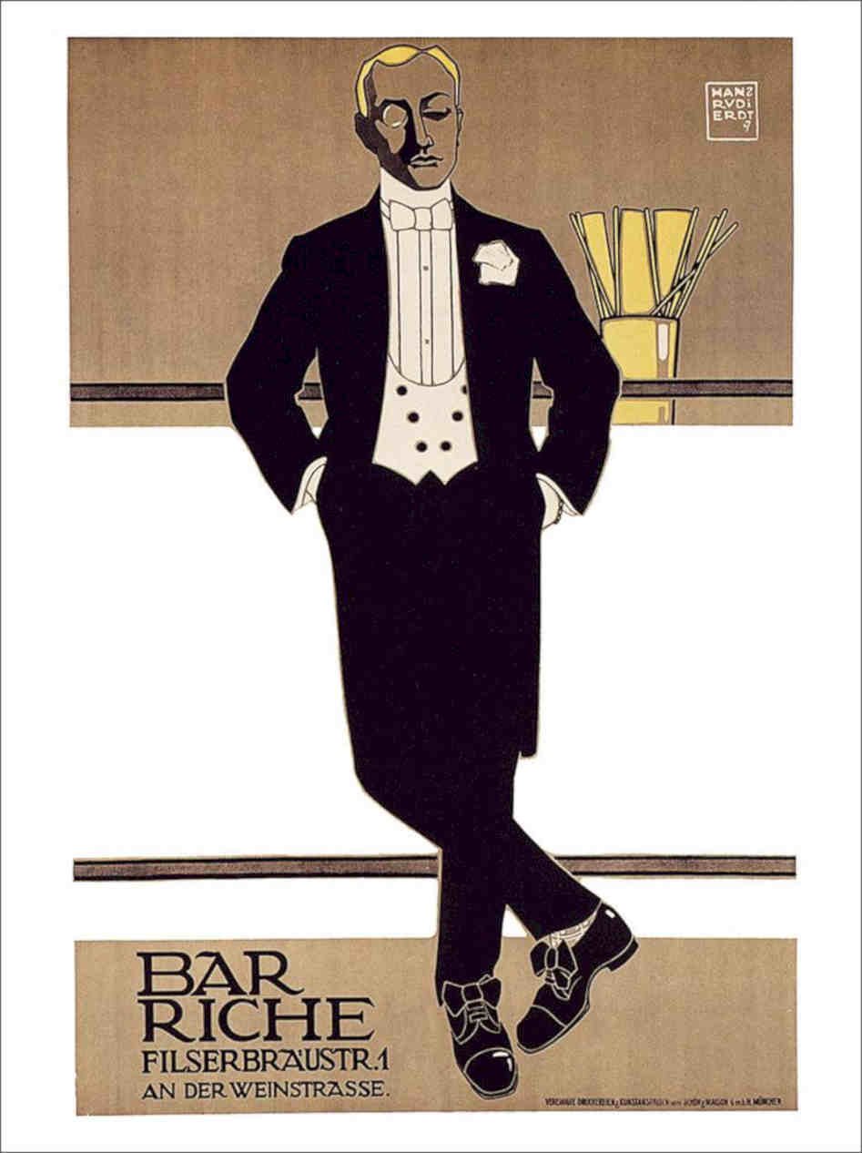Bar Riche Hanz Rudi Erdt 1911 Vintage Retro Advert Poster A4 Photo Print