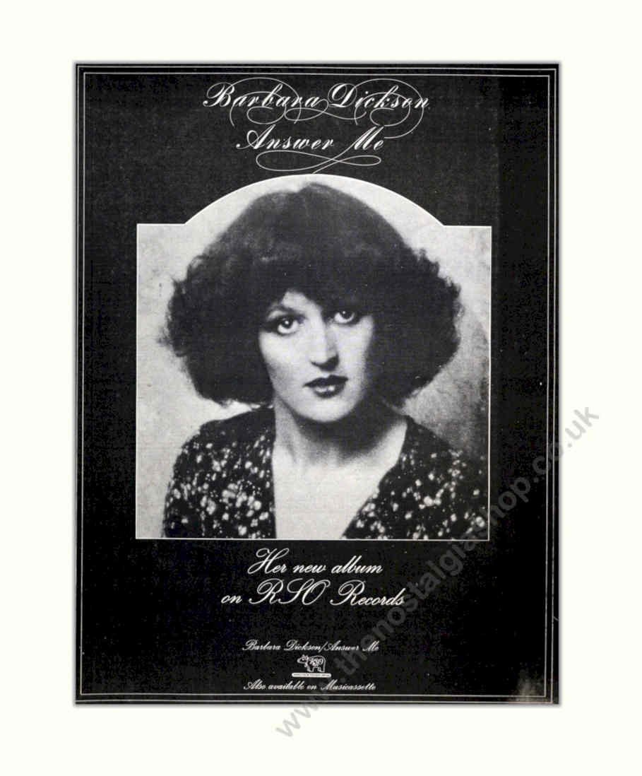 Barbara Dickson Answer Vintage Retro Advert Poster A4 Photo Print