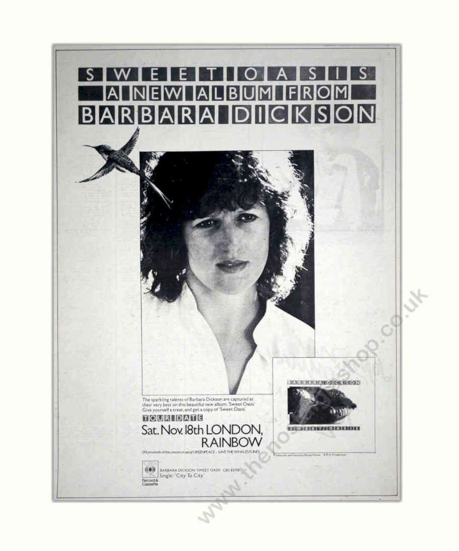 Barbara Dickson Sweet Vintage Retro Advert Poster A4 Photo Print