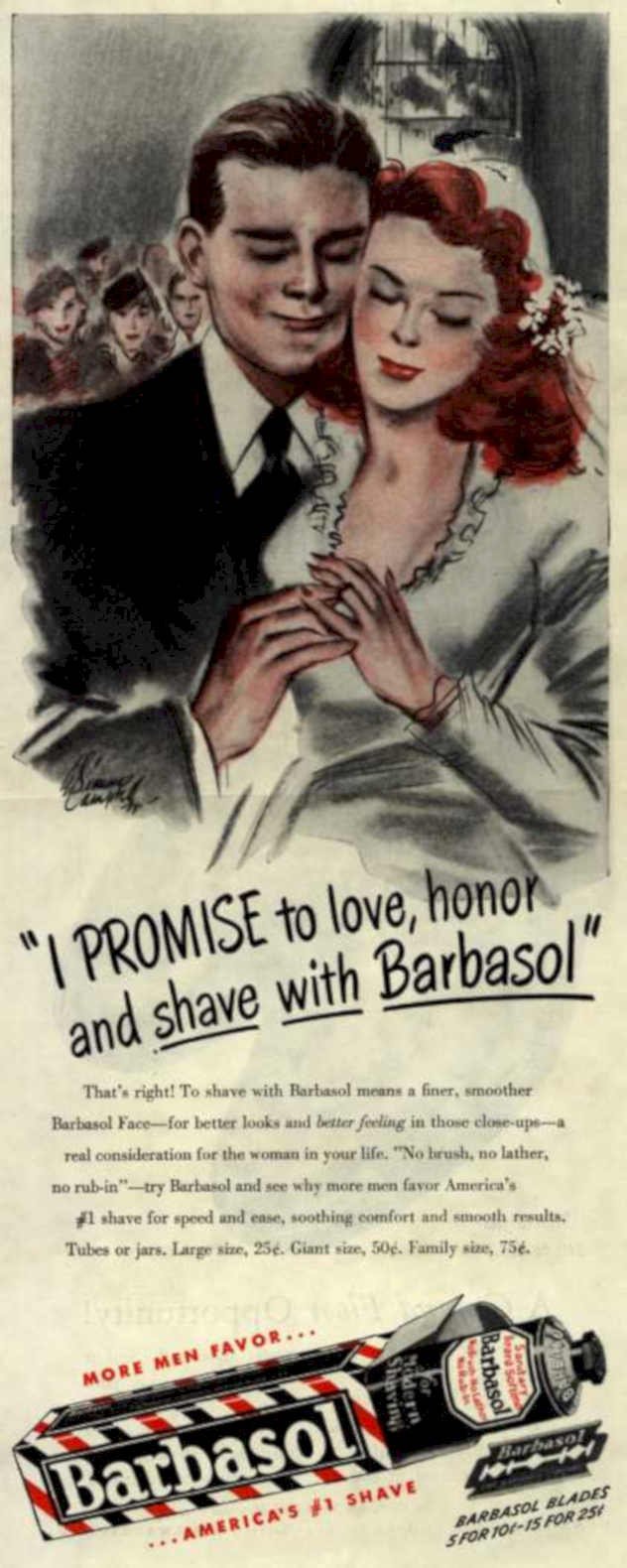 Barbasol Shaving Men 2 Vintage Retro Advert Ads A4 Photo Print