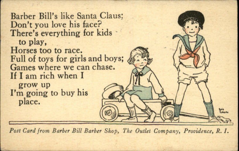 Barber Bill Barber Shop Advertisement Kids Wagon 1900 barber advert A4 Photo Print