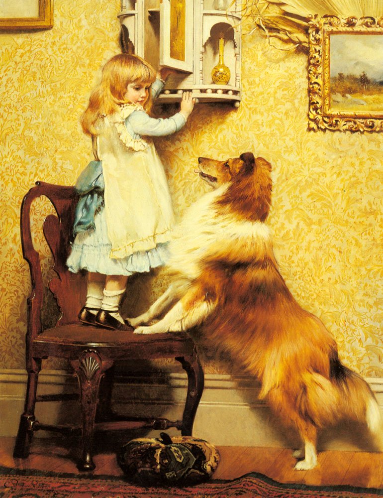 Barber Charles Burton A Little Girl And Her Sheltie Art A4 Photo Print