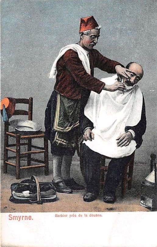 Barber Shaving Smyrna Turkey 1900s barber advert A4 Photo Print