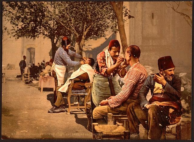 Barbers near Seraskierrat Constantinople Vintage A4 Photo Print