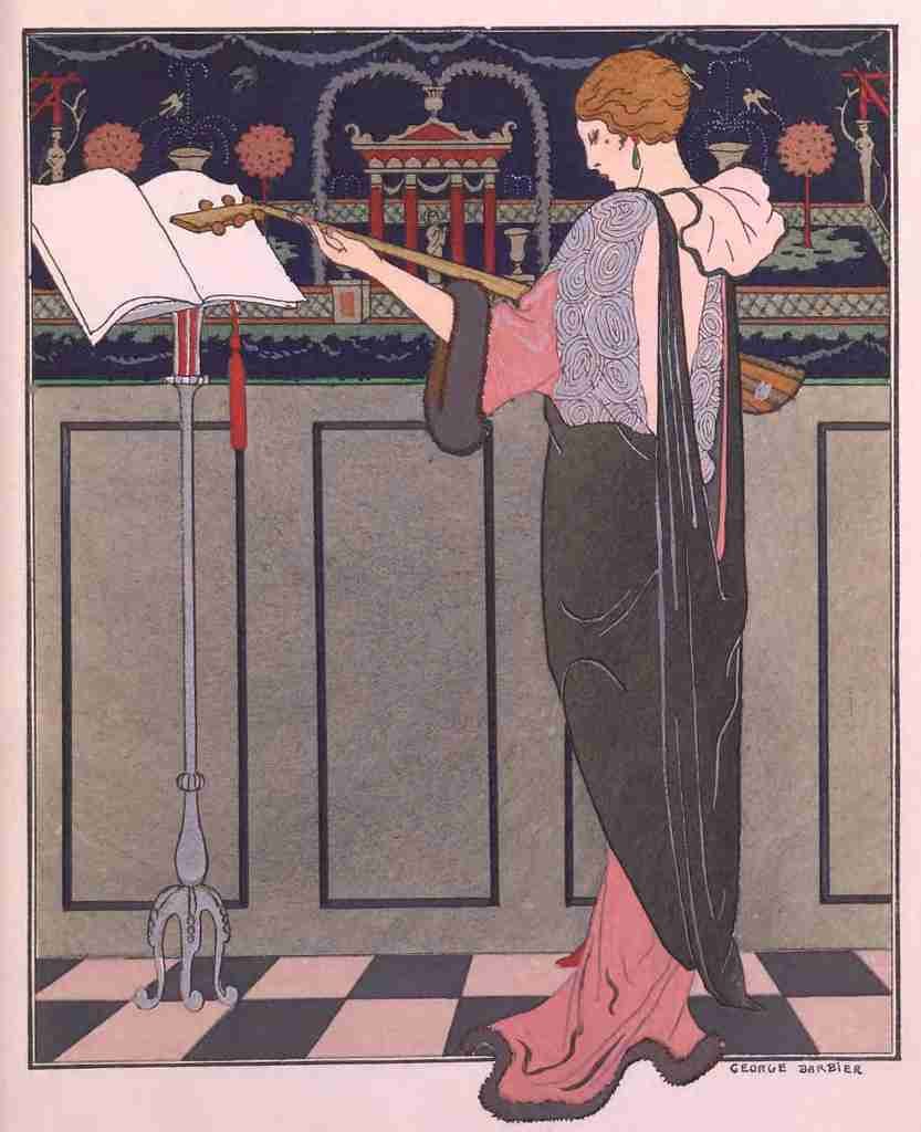 Barbier George 1882 1932 La Joueuse de Theorbe A4 Photo Print
