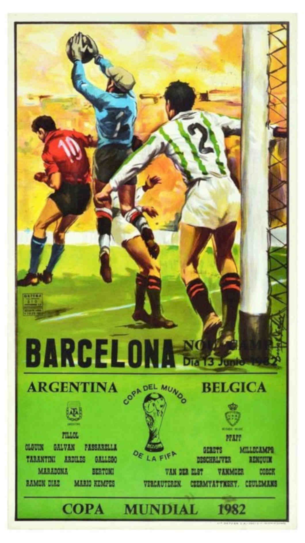 Barcelona Vs Belgium Vintage Retro Advert Poster A4 Photo Print