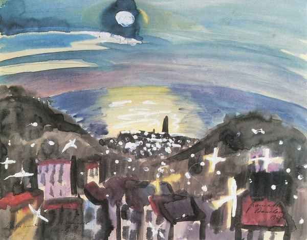 Barcelona at night 1st version by Walter Gramatte Expressionism A4 Photo Print