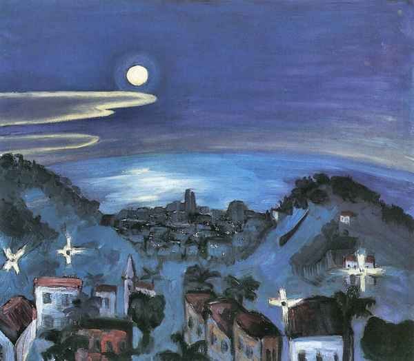 Barcelona view of the city by night by Walter Gramatte Expressionism A4 Photo Print