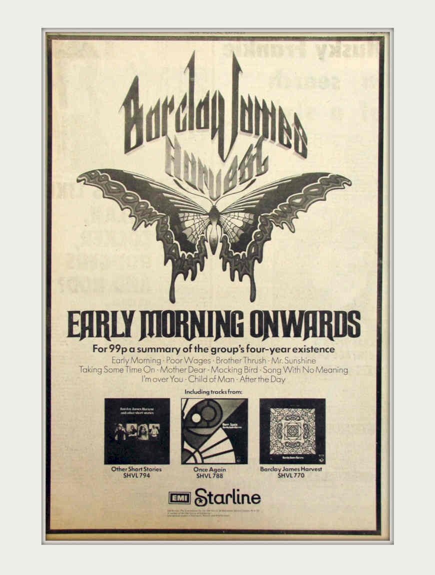Barclay Harvest Early Vintage Retro Advert Poster A4 Photo Print