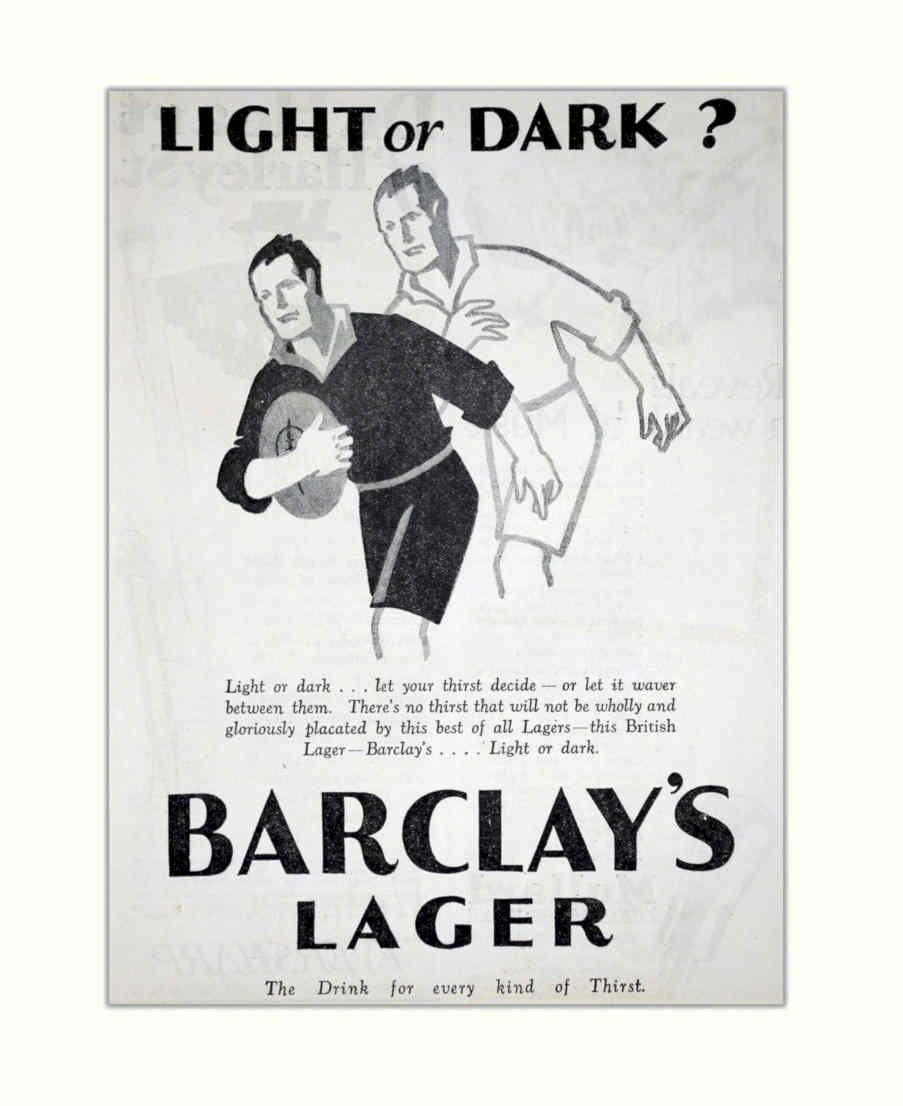 Barclays Lager Rugby Vintage Retro Advert Poster A4 Photo Print