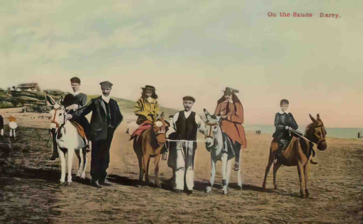 Barry Island Donkey Rides 1911 CP Vintage A4 Photo Print