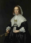 Bartholomeus van der Helst Portrait of a Lady in Black Satin with a Fan A4 Photo Print