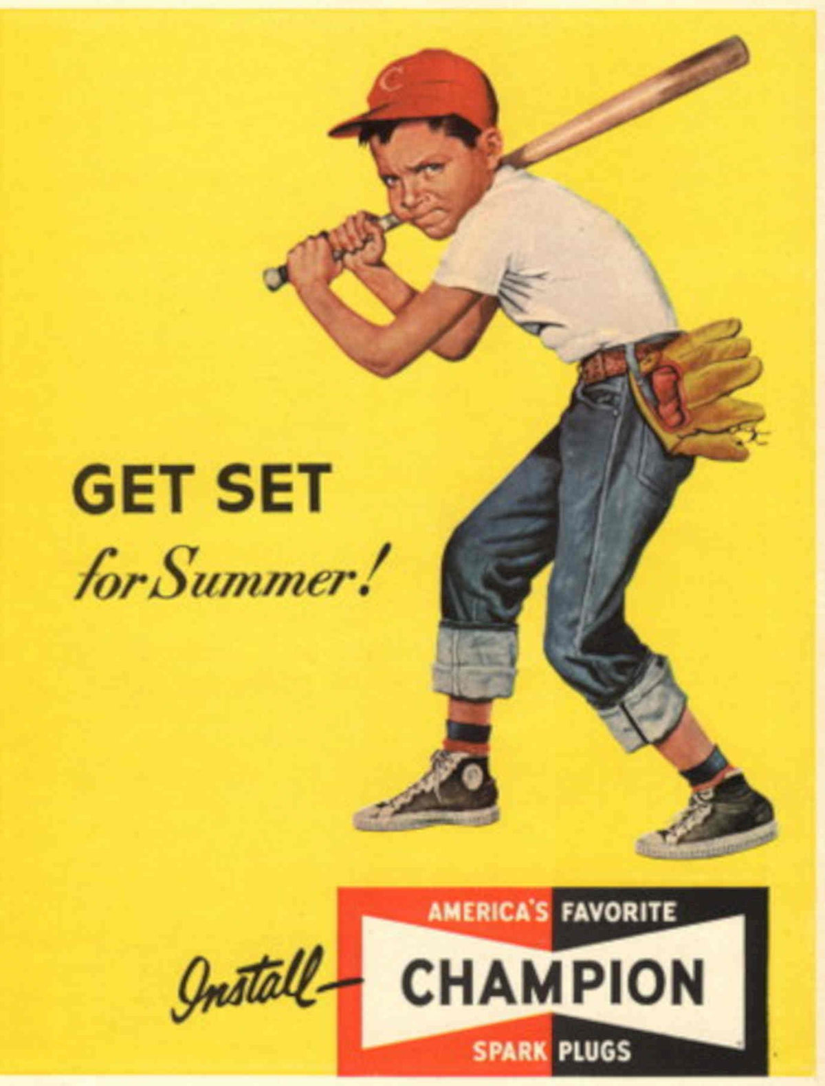 Baseball Boy Champion 1950s Vintage Retro Advert Poster