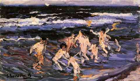 Bastida Joaquin Sorolla Y Ninos En El Mar A4 Photo Print