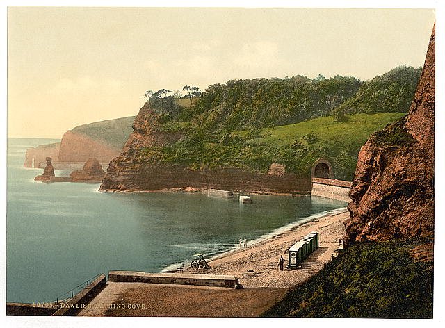 Bathing cove Dawlish Vintage A4 Photo Print