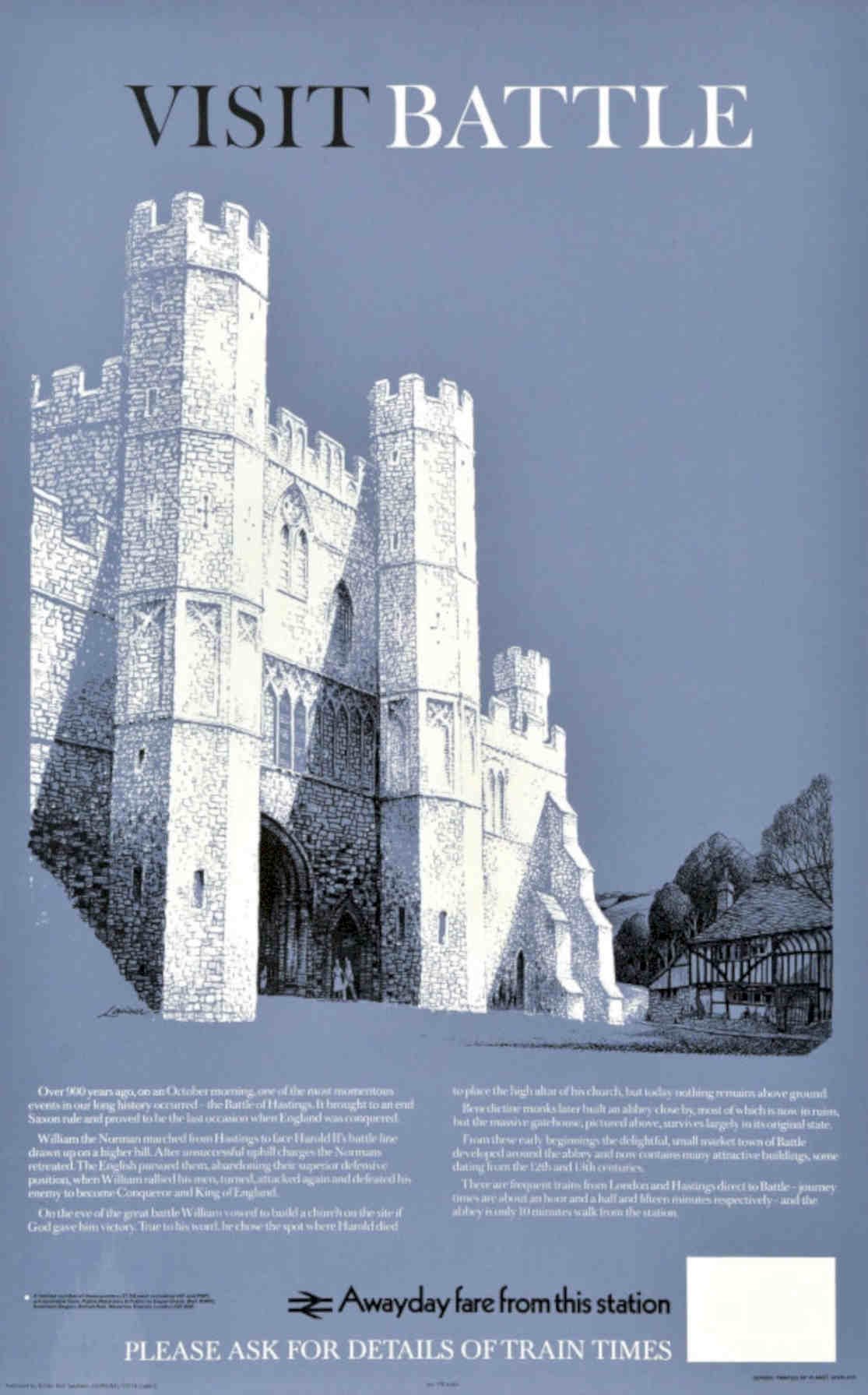 Battle Hastings Tower Vintage Retro Advert Poster A4 Photo Print