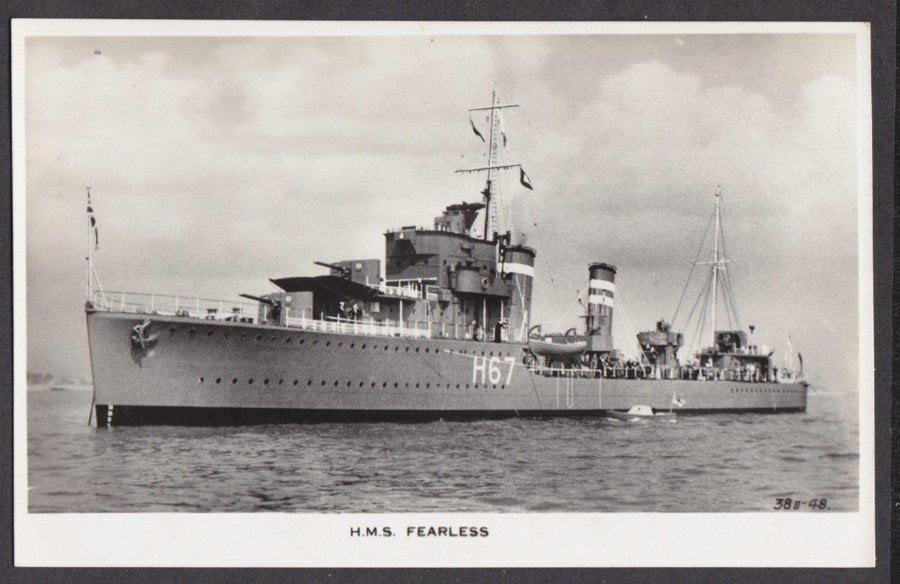 Battleship Hms Fearless At Sea Vintage A4 Photo Print