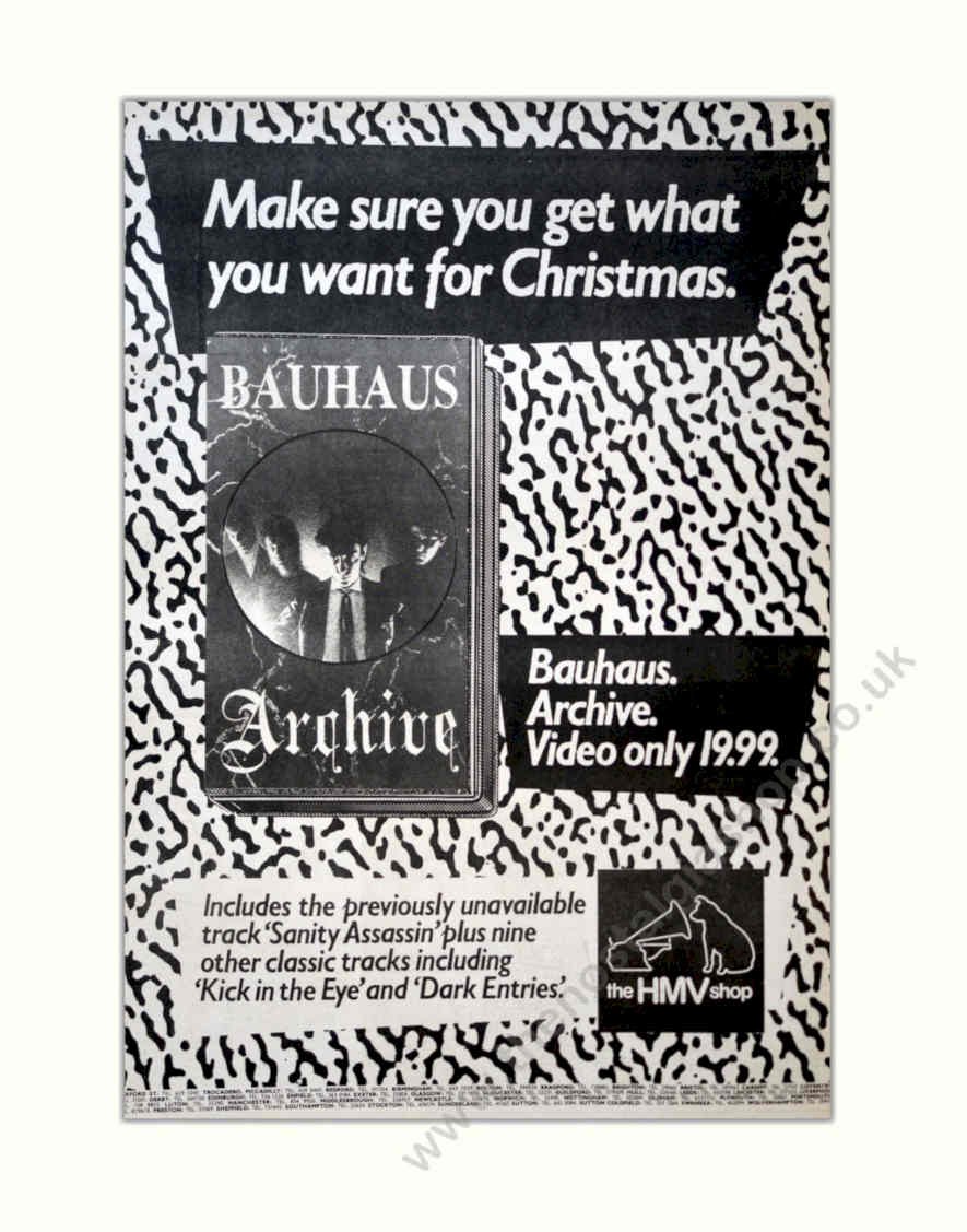 Bauhaus Archive Video Vintage Retro Advert Poster A4 Photo Print