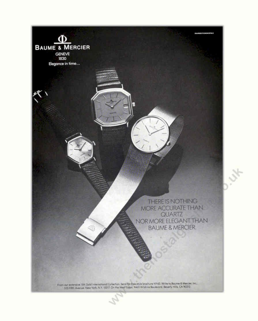 Baume Mercier Watches 2 Vintage Retro Advert Poster A4 Photo Print 2