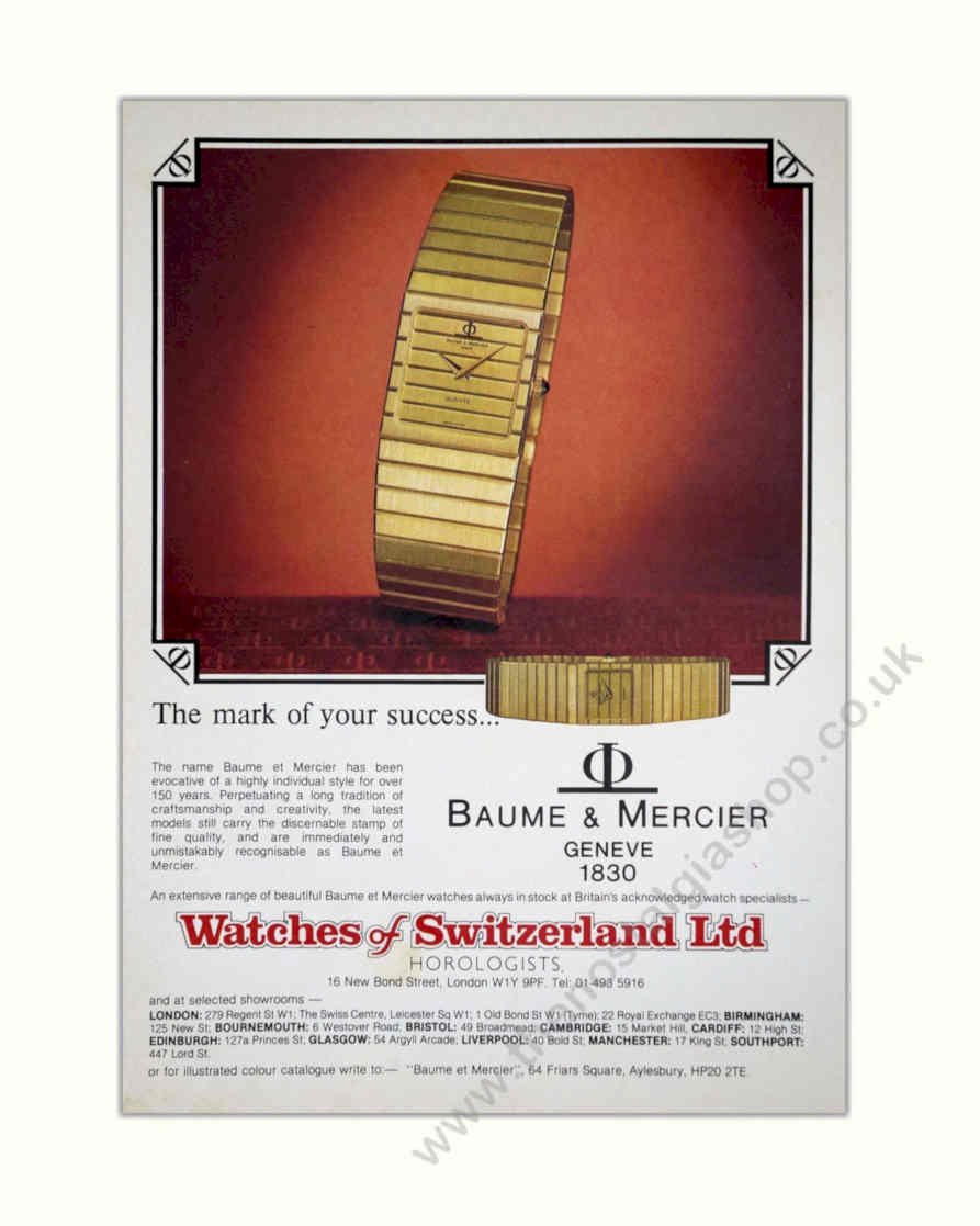 Baume Mercier Watches 4 Vintage Retro Advert Poster A4 Photo Print