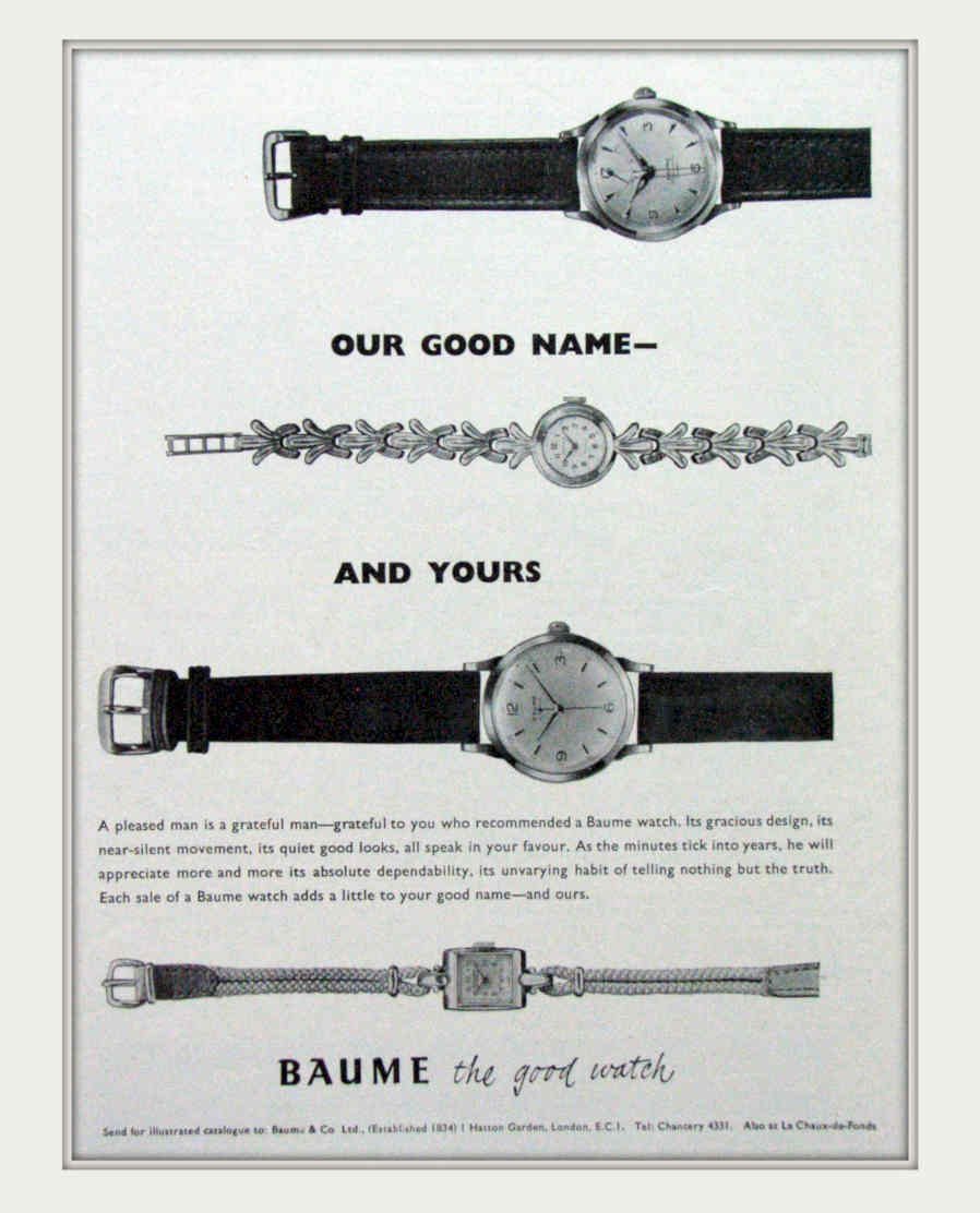 Baume Watches Print Vintage Retro Advert Poster A4 Photo Print