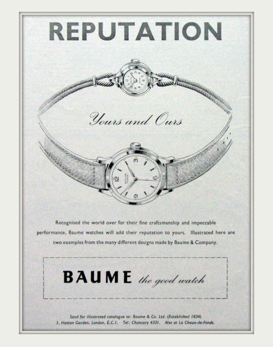 Baume Watches Roman Vintage Retro Advert Poster A4 Photo Print
