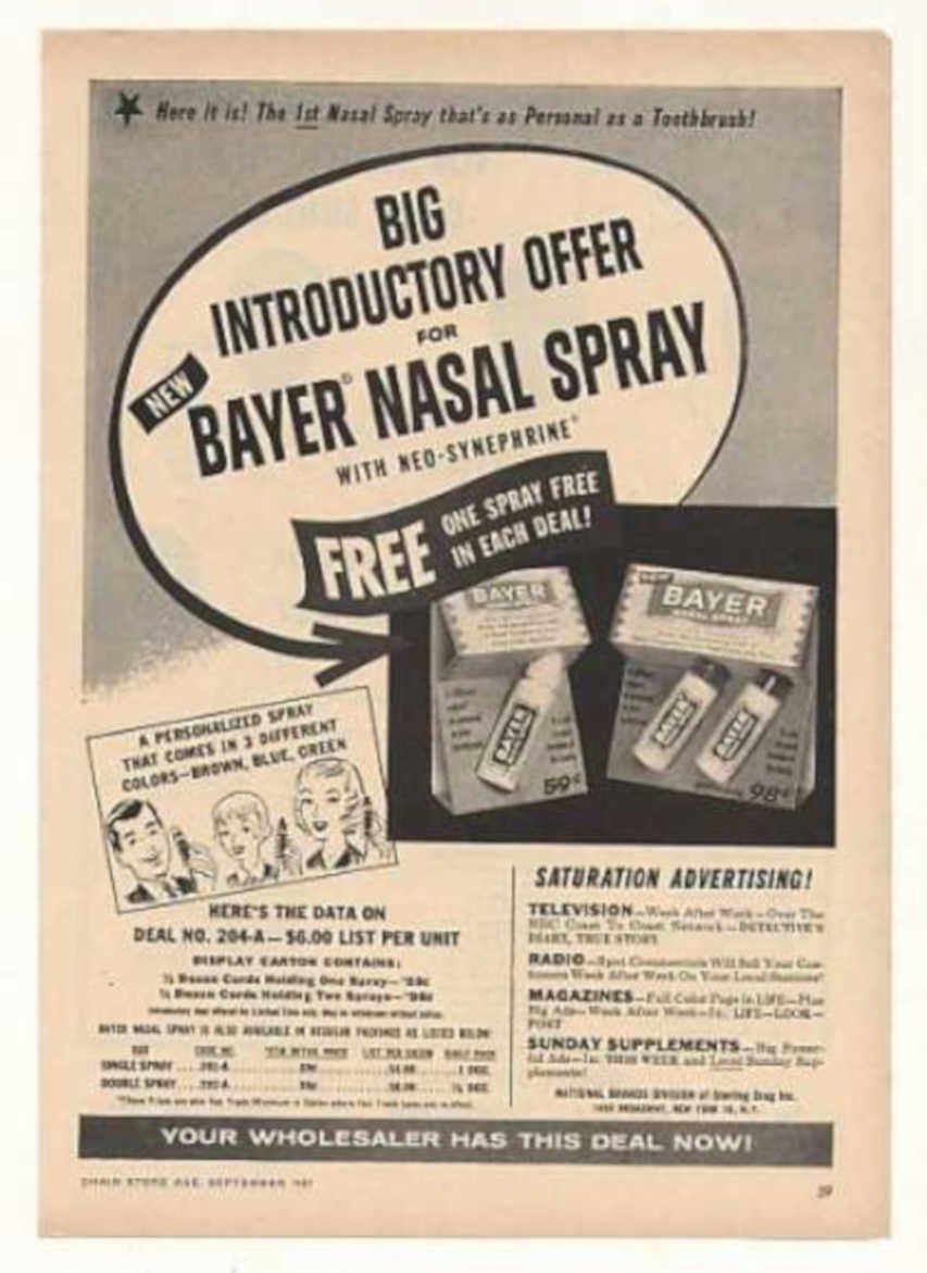 Bayer Nasal Spray Vintage Retro Advert Ads A4 Photo Print