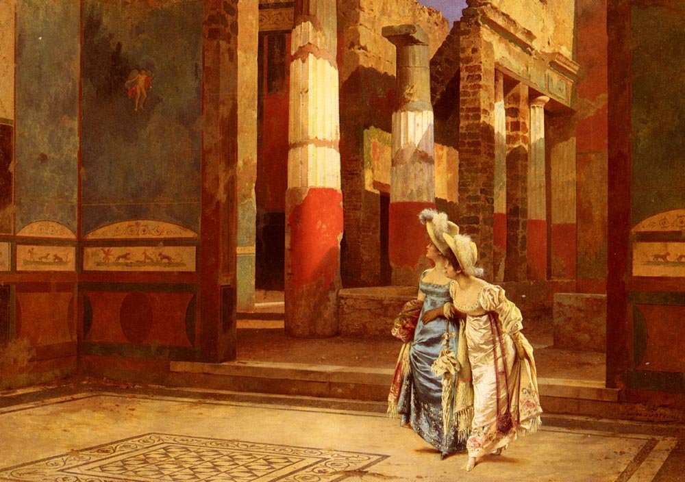 Bazzani Luigi A Visit To Pompeii Art A4 Photo Print