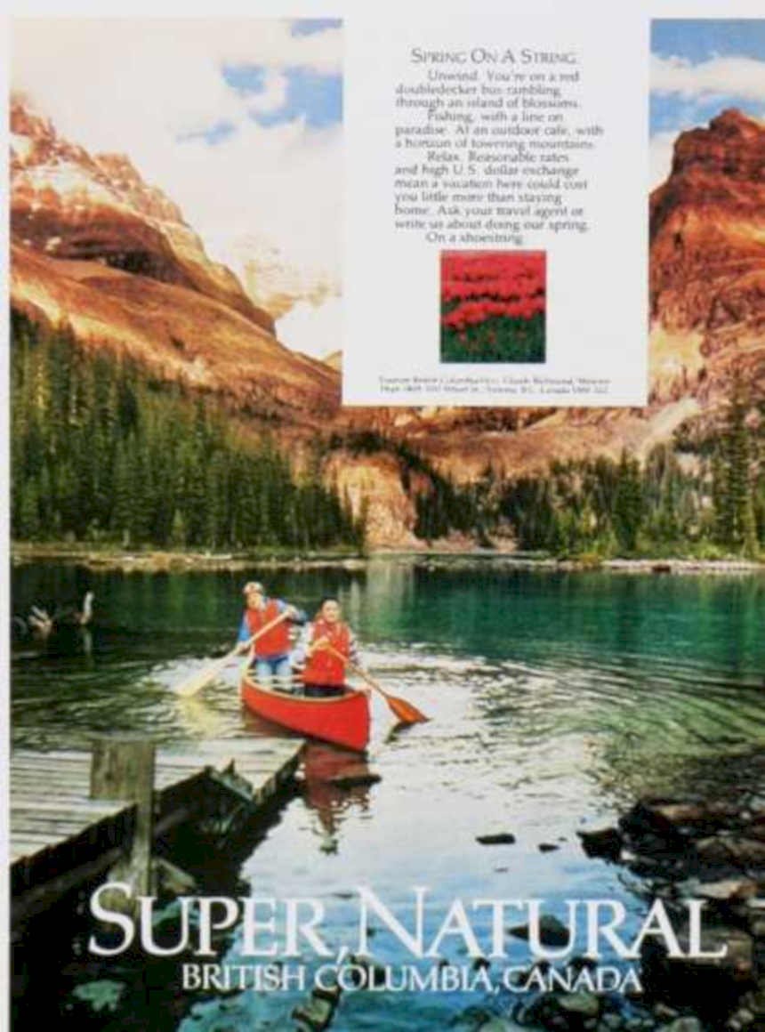 Bc Canoe Lake Vintage Retro Advert Ads A4 Photo Print