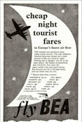 Bea Airplane Moon Vintage Retro Advert Poster A4 Photo Print