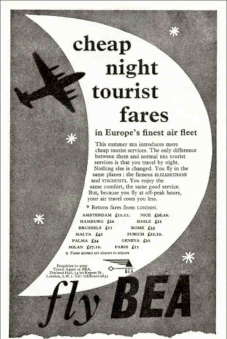 Bea Airplane Moon Vintage Retro Advert Poster A4 Photo Print