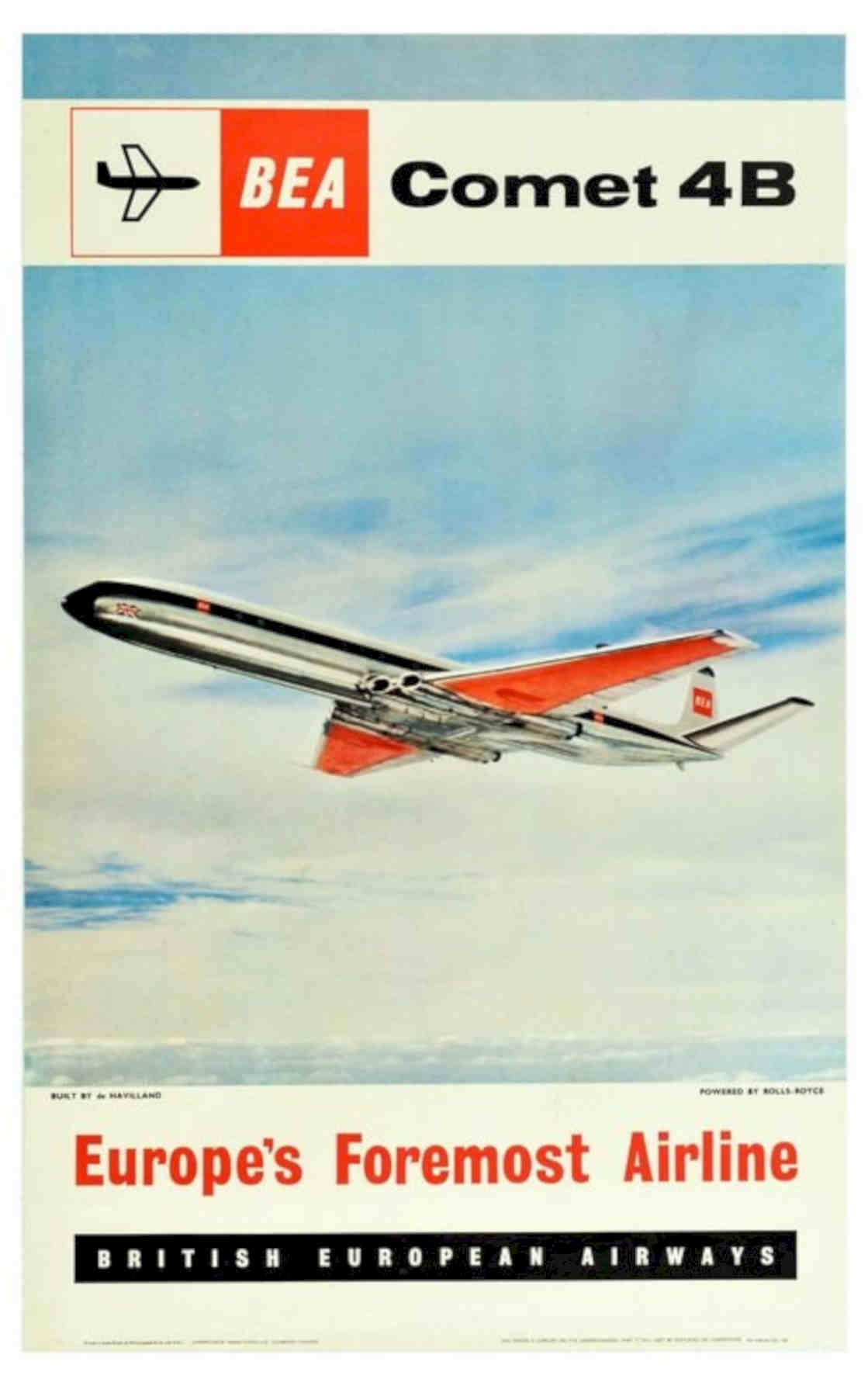 Bea Comet 4b Vintage Retro Advert Poster A4 Photo Print
