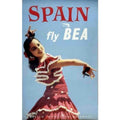 Bea Flights To Spain Airline Art Vintage Retro Advert Poster A4 Photo Print