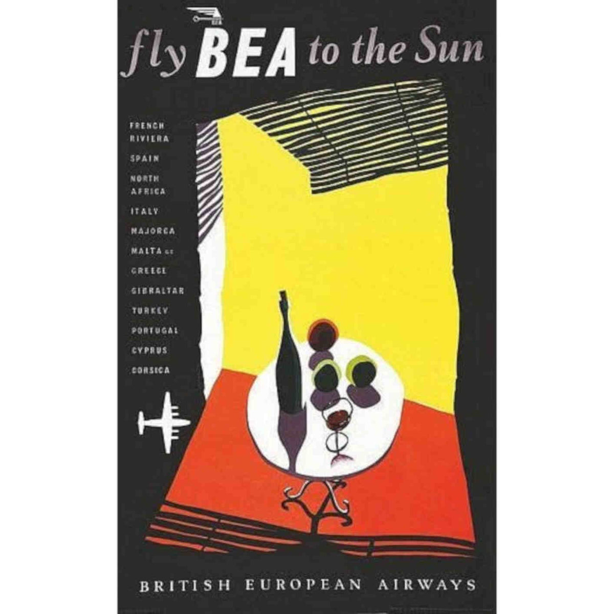 Bea Flights To The Sun Airline A Vintage Retro Advert Poster A4 Photo Print