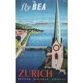 Bea Flights To Zurich Switzerland Airline Vintage Retro Advert Poster A4 Photo 