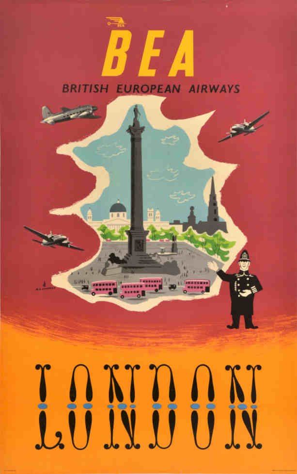 Bea London Flights Vintage Retro Advert Poster A4 Photo Print