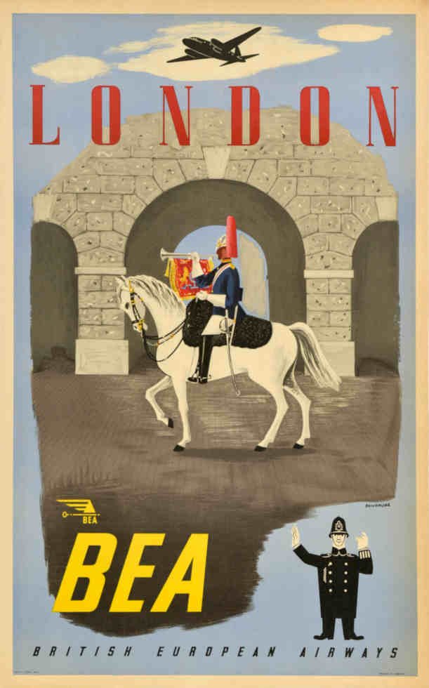 Bea London Plane Vintage Retro Advert Poster A4 Photo Print